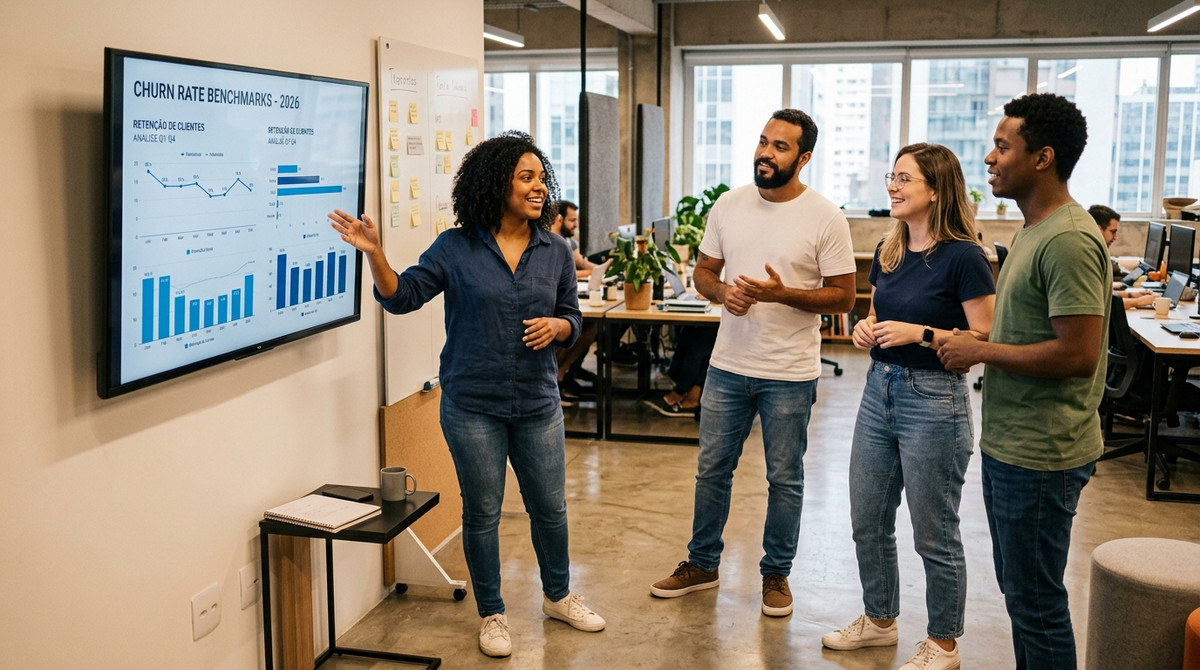 Imagem sobre Benchmarks de churn rate por segmento em 2026: saiba se sua taxa está saudável