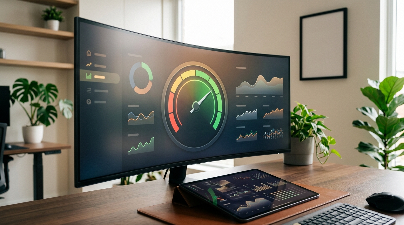 Dashboard moderno mostrando NPS como metrica de satisfacao para empresas certificadas ISO 9001